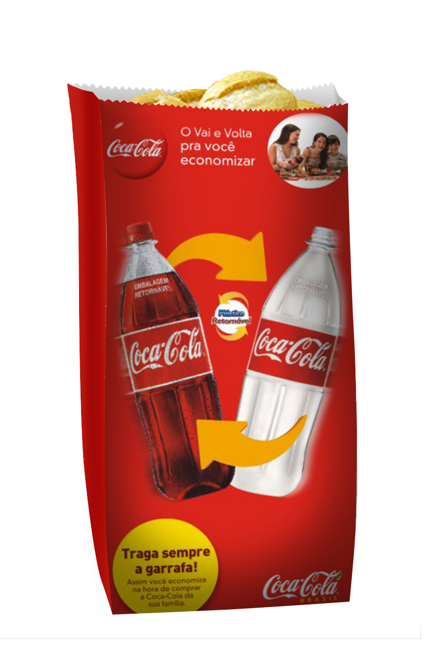 Saco de pão com publicidade Coca-Cola